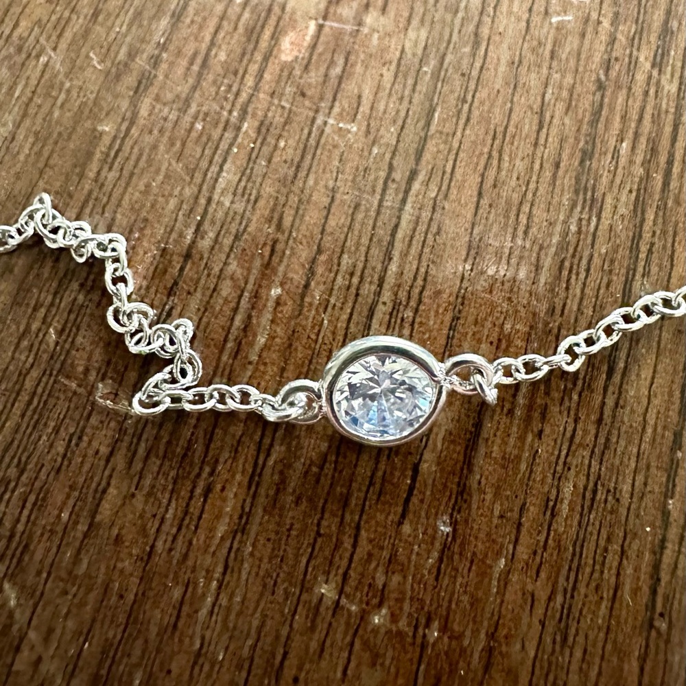 Elegant Silver Chain Necklace with CZ Crystal Accent